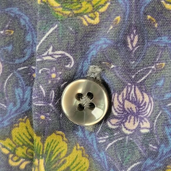 Stacy Adams Purple Floral Performance Modern Fit Button Shirt SIZE 19 34/35 - Picture 4 of 11